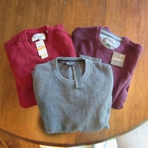 Lot of 3 NWT Mens Crew Neck Sweaters BR EB Penguin